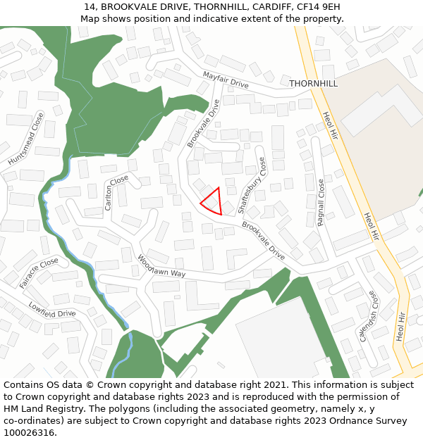 14, BROOKVALE DRIVE, THORNHILL, CARDIFF, CF14 9EH: Location map and indicative extent of plot