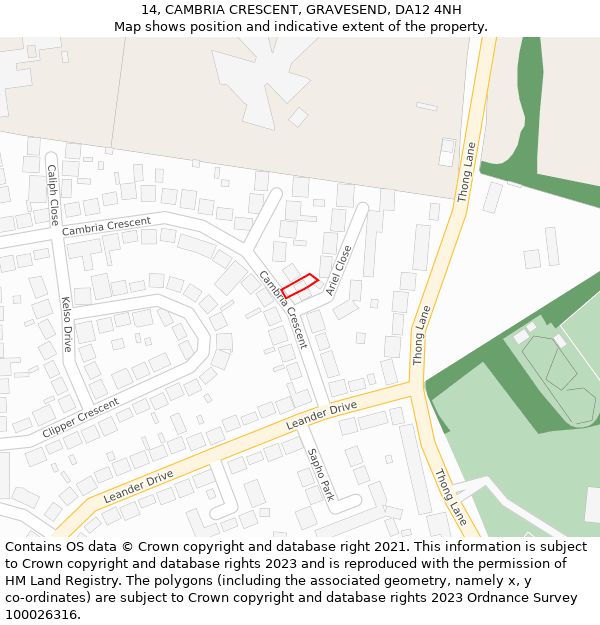 14, CAMBRIA CRESCENT, GRAVESEND, DA12 4NH: Location map and indicative extent of plot
