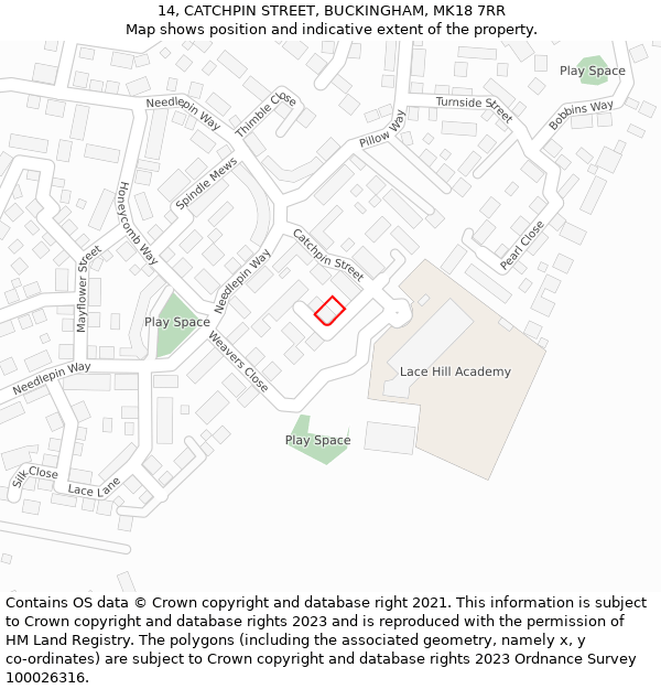 14, CATCHPIN STREET, BUCKINGHAM, MK18 7RR: Location map and indicative extent of plot