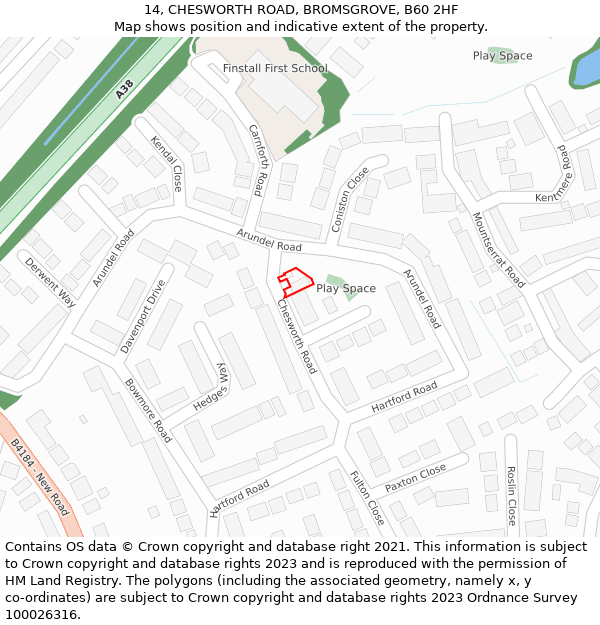 14, CHESWORTH ROAD, BROMSGROVE, B60 2HF: Location map and indicative extent of plot