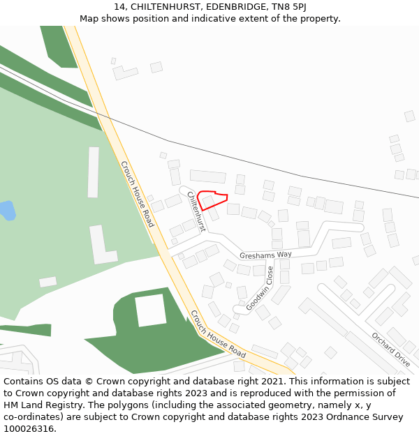 14, CHILTENHURST, EDENBRIDGE, TN8 5PJ: Location map and indicative extent of plot