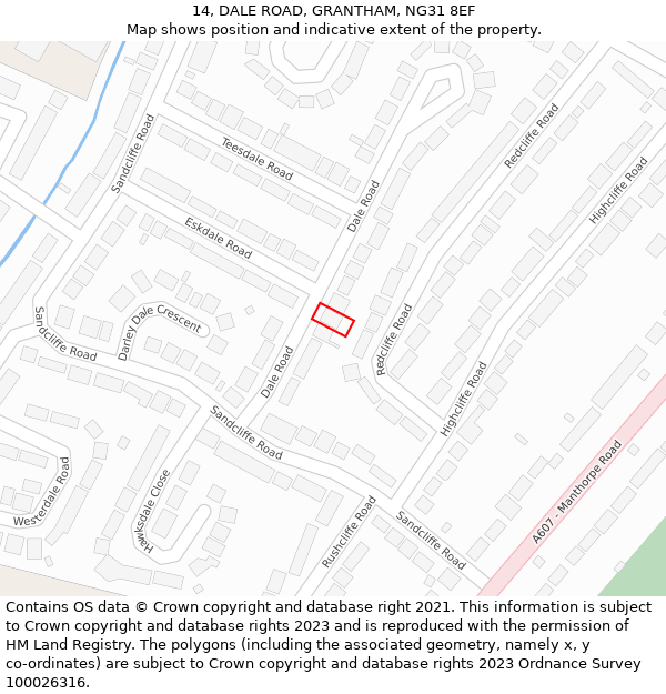 14, DALE ROAD, GRANTHAM, NG31 8EF: Location map and indicative extent of plot