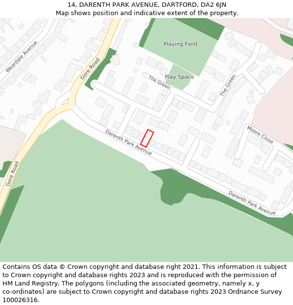 14, DARENTH PARK AVENUE, DARTFORD, DA2 6JN: Location map and indicative extent of plot