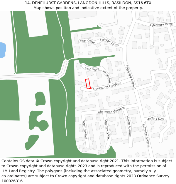 14, DENEHURST GARDENS, LANGDON HILLS, BASILDON, SS16 6TX: Location map and indicative extent of plot