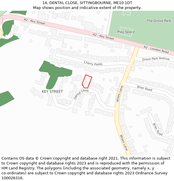 14, DENTAL CLOSE, SITTINGBOURNE, ME10 1DT: Location map and indicative extent of plot