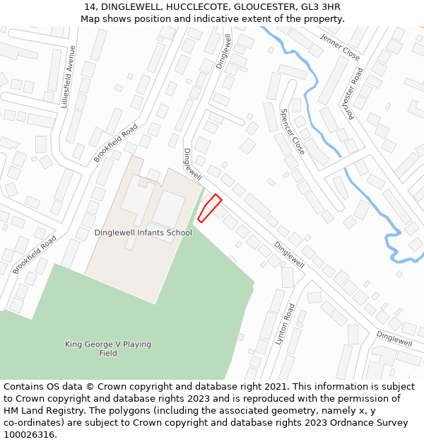 14, DINGLEWELL, HUCCLECOTE, GLOUCESTER, GL3 3HR: Location map and indicative extent of plot