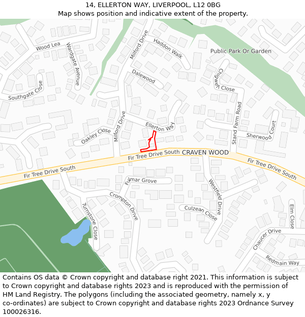 14, ELLERTON WAY, LIVERPOOL, L12 0BG: Location map and indicative extent of plot