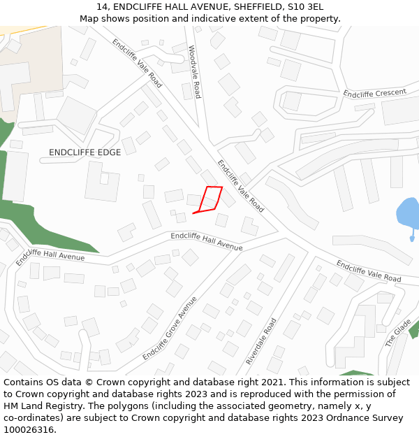 14, ENDCLIFFE HALL AVENUE, SHEFFIELD, S10 3EL: Location map and indicative extent of plot