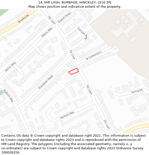 14, FAR LASH, BURBAGE, HINCKLEY, LE10 2PJ: Location map and indicative extent of plot