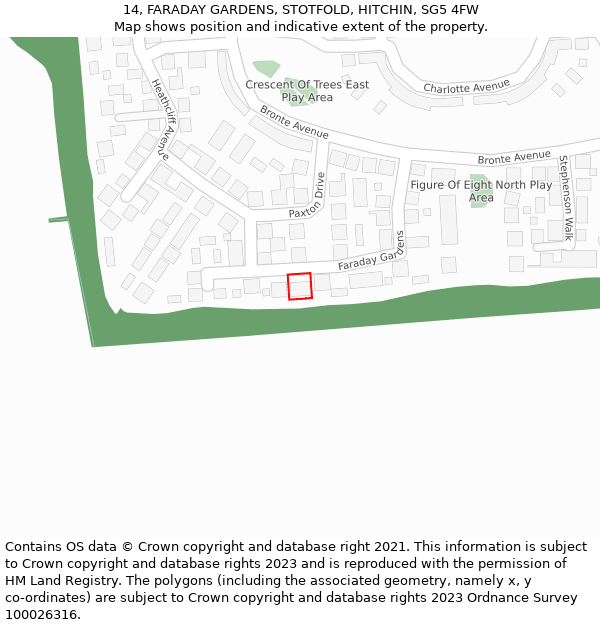 14, FARADAY GARDENS, STOTFOLD, HITCHIN, SG5 4FW: Location map and indicative extent of plot