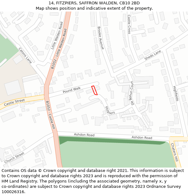 14, FITZPIERS, SAFFRON WALDEN, CB10 2BD: Location map and indicative extent of plot