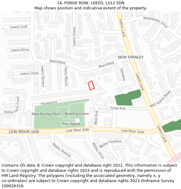 14, FORGE ROW, LEEDS, LS12 5DN: Location map and indicative extent of plot