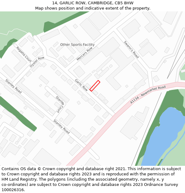 14, GARLIC ROW, CAMBRIDGE, CB5 8HW: Location map and indicative extent of plot