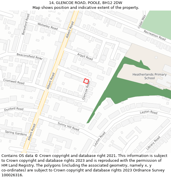 14, GLENCOE ROAD, POOLE, BH12 2DW: Location map and indicative extent of plot