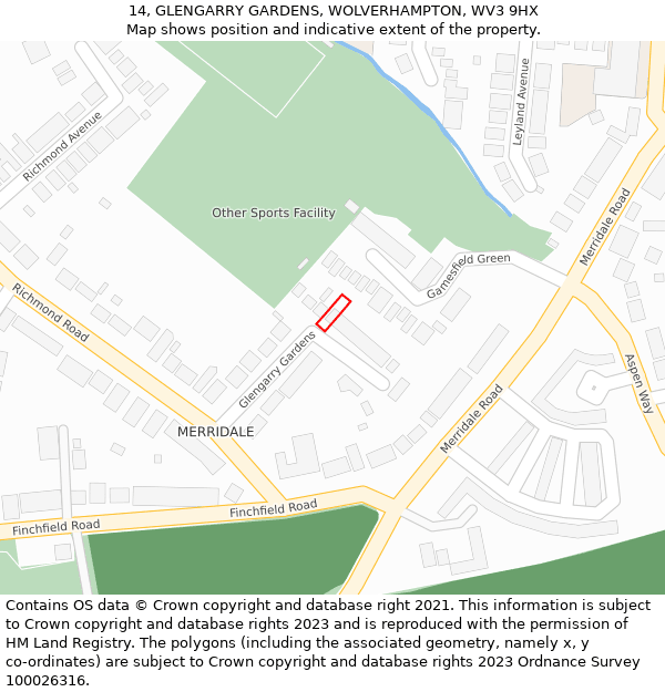 14, GLENGARRY GARDENS, WOLVERHAMPTON, WV3 9HX: Location map and indicative extent of plot