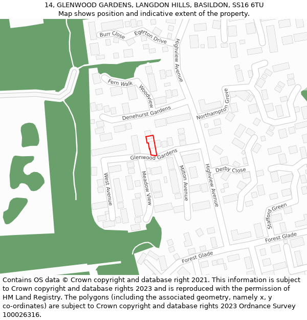 14, GLENWOOD GARDENS, LANGDON HILLS, BASILDON, SS16 6TU: Location map and indicative extent of plot
