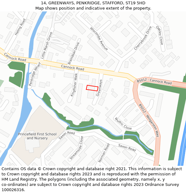 14, GREENWAYS, PENKRIDGE, STAFFORD, ST19 5HD: Location map and indicative extent of plot