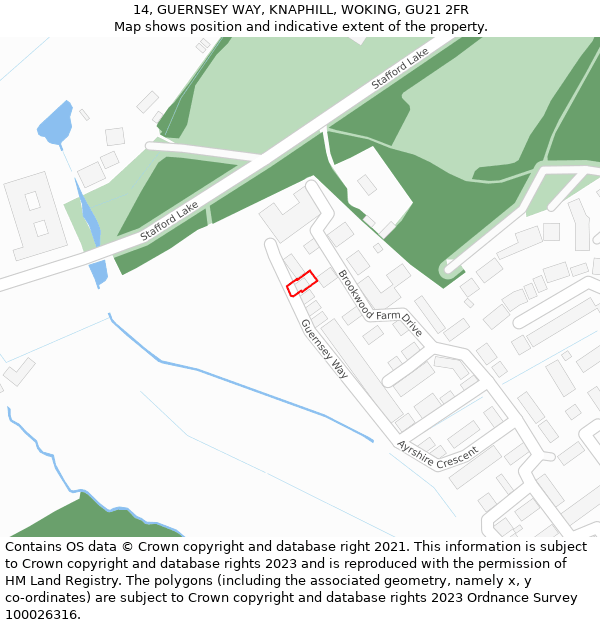 14, GUERNSEY WAY, KNAPHILL, WOKING, GU21 2FR: Location map and indicative extent of plot