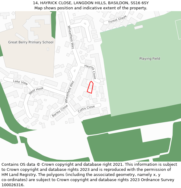 14, HAYRICK CLOSE, LANGDON HILLS, BASILDON, SS16 6SY: Location map and indicative extent of plot