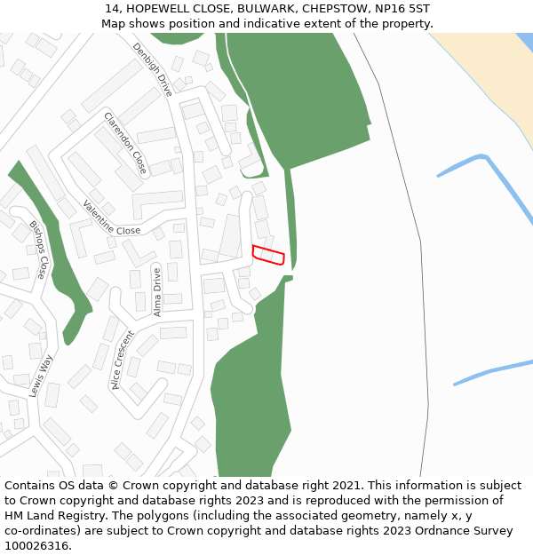 14, HOPEWELL CLOSE, BULWARK, CHEPSTOW, NP16 5ST: Location map and indicative extent of plot