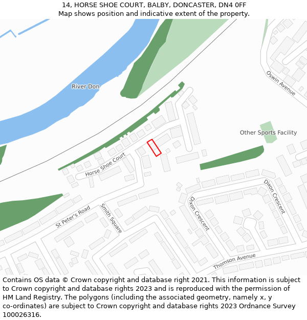 14, HORSE SHOE COURT, BALBY, DONCASTER, DN4 0FF: Location map and indicative extent of plot