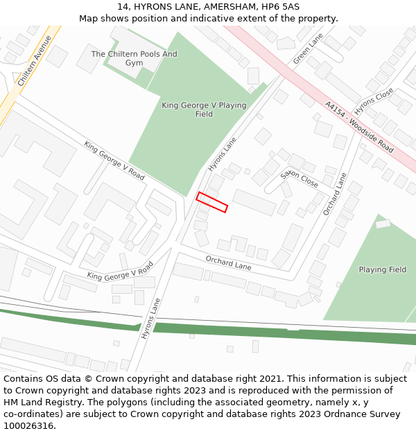 14, HYRONS LANE, AMERSHAM, HP6 5AS: Location map and indicative extent of plot