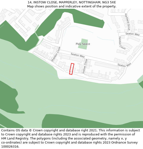 14, INSTOW CLOSE, MAPPERLEY, NOTTINGHAM, NG3 5XE: Location map and indicative extent of plot