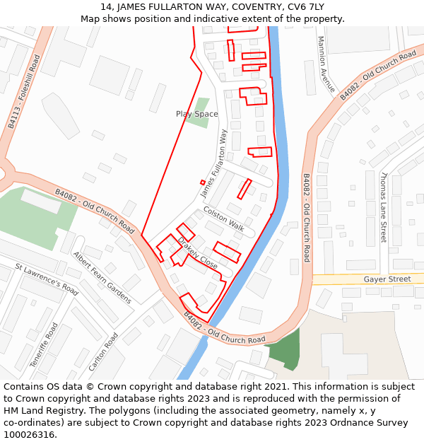 14, JAMES FULLARTON WAY, COVENTRY, CV6 7LY: Location map and indicative extent of plot