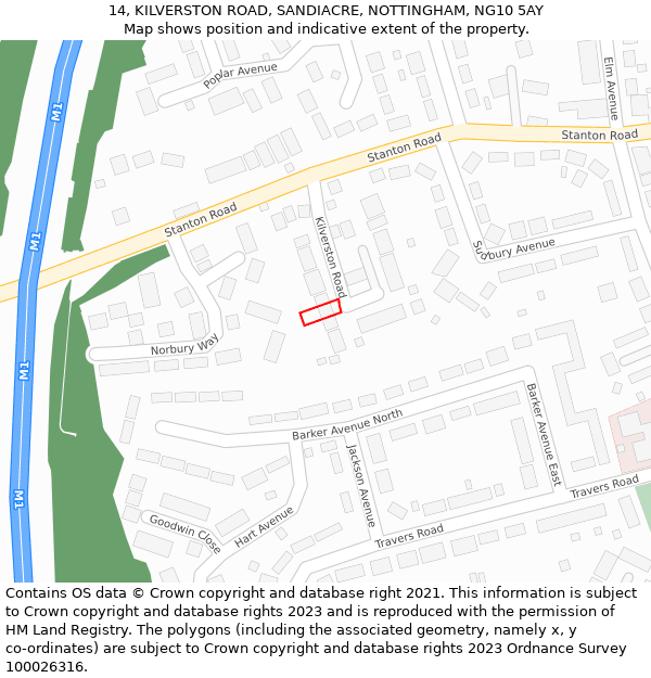 14, KILVERSTON ROAD, SANDIACRE, NOTTINGHAM, NG10 5AY: Location map and indicative extent of plot