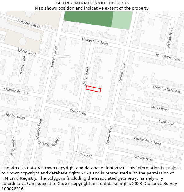 14, LINDEN ROAD, POOLE, BH12 3DS: Location map and indicative extent of plot