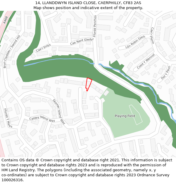 14, LLANDDWYN ISLAND CLOSE, CAERPHILLY, CF83 2AS: Location map and indicative extent of plot