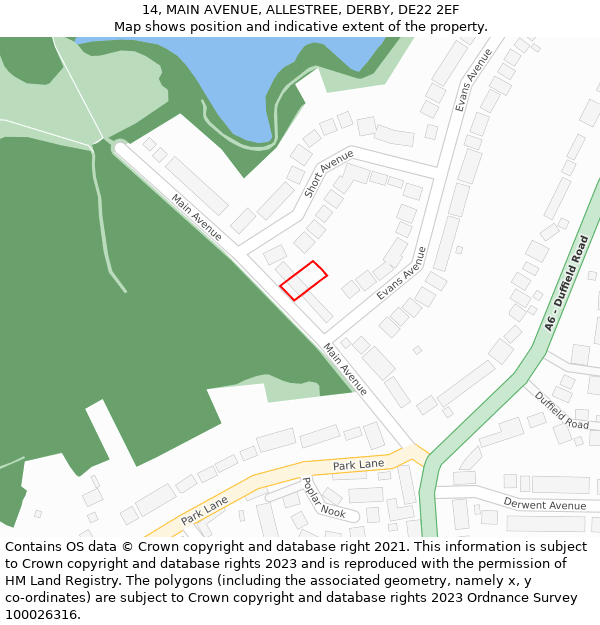 14, MAIN AVENUE, ALLESTREE, DERBY, DE22 2EF: Location map and indicative extent of plot