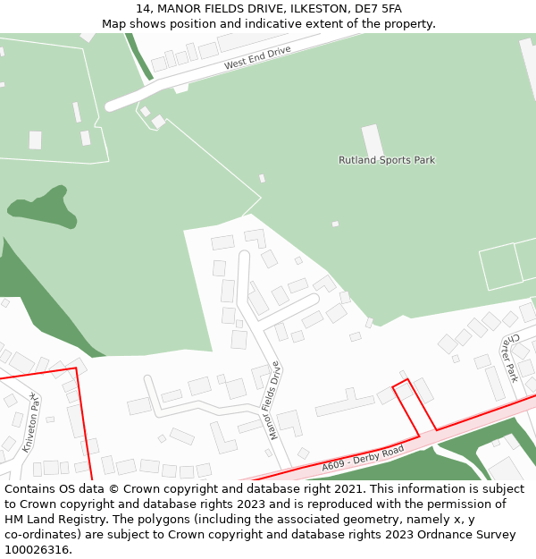 14, MANOR FIELDS DRIVE, ILKESTON, DE7 5FA: Location map and indicative extent of plot