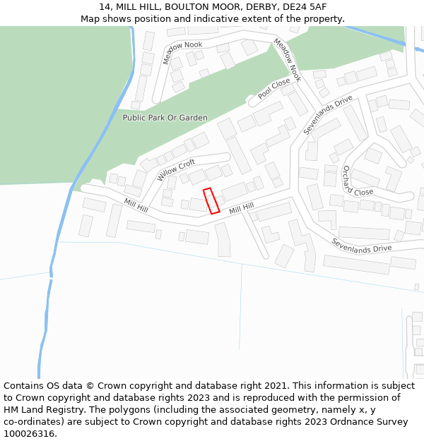14, MILL HILL, BOULTON MOOR, DERBY, DE24 5AF: Location map and indicative extent of plot