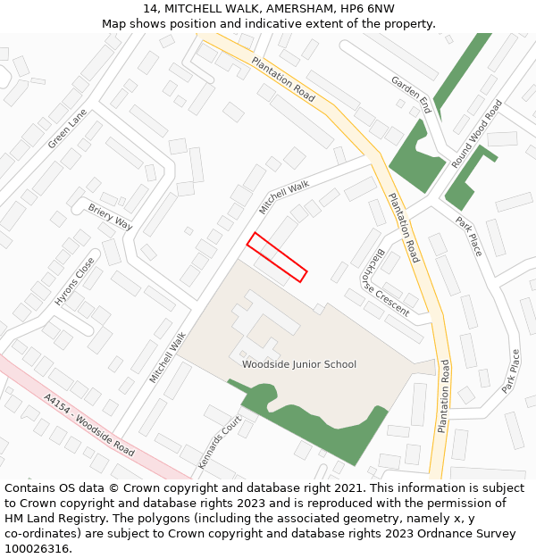 14, MITCHELL WALK, AMERSHAM, HP6 6NW: Location map and indicative extent of plot