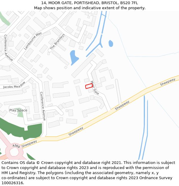 14, MOOR GATE, PORTISHEAD, BRISTOL, BS20 7FL: Location map and indicative extent of plot