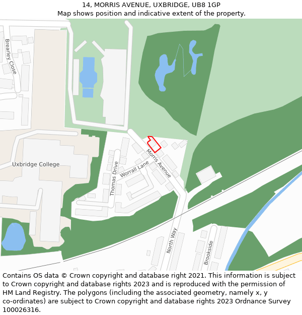 14, MORRIS AVENUE, UXBRIDGE, UB8 1GP: Location map and indicative extent of plot