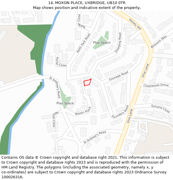 14, MOXON PLACE, UXBRIDGE, UB10 0TR: Location map and indicative extent of plot