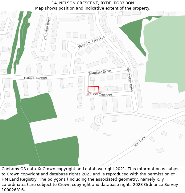 14, NELSON CRESCENT, RYDE, PO33 3QN: Location map and indicative extent of plot