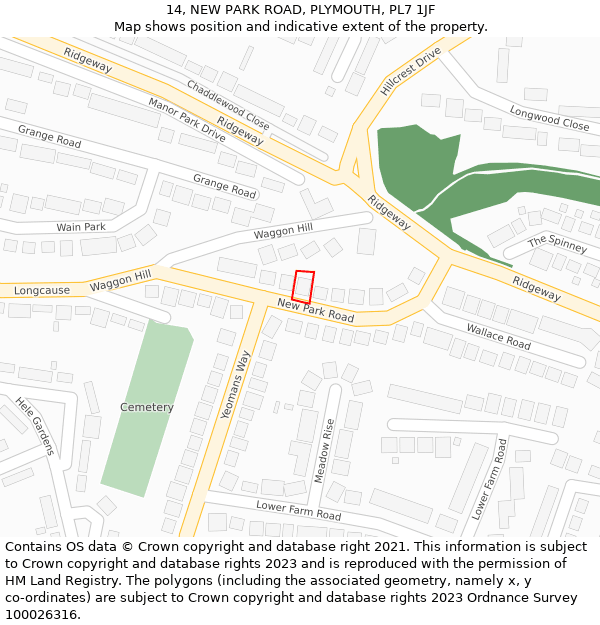 14, NEW PARK ROAD, PLYMOUTH, PL7 1JF: Location map and indicative extent of plot