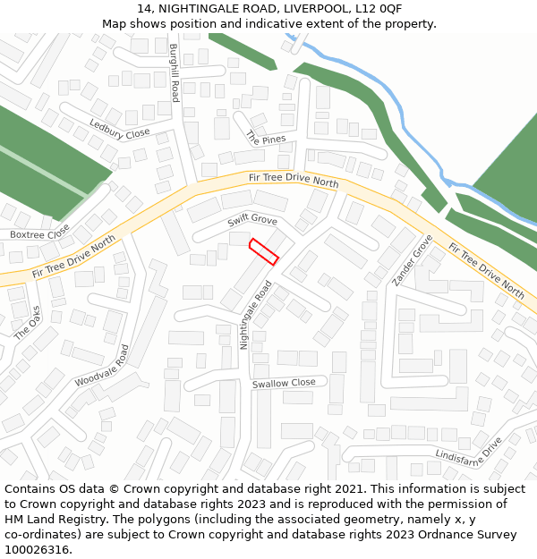 14, NIGHTINGALE ROAD, LIVERPOOL, L12 0QF: Location map and indicative extent of plot