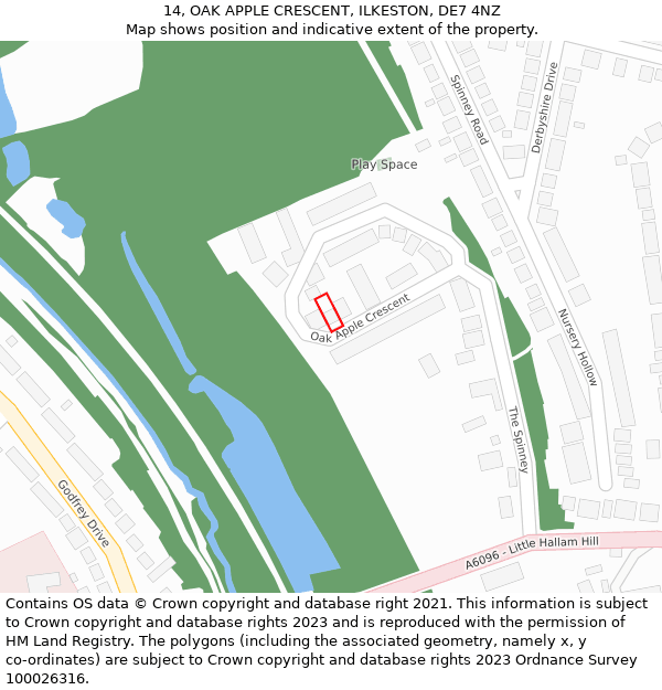 14, OAK APPLE CRESCENT, ILKESTON, DE7 4NZ: Location map and indicative extent of plot