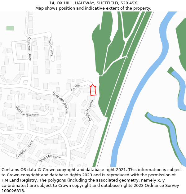 14, OX HILL, HALFWAY, SHEFFIELD, S20 4SX: Location map and indicative extent of plot