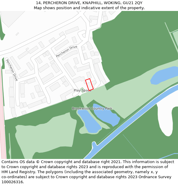 14, PERCHERON DRIVE, KNAPHILL, WOKING, GU21 2QY: Location map and indicative extent of plot