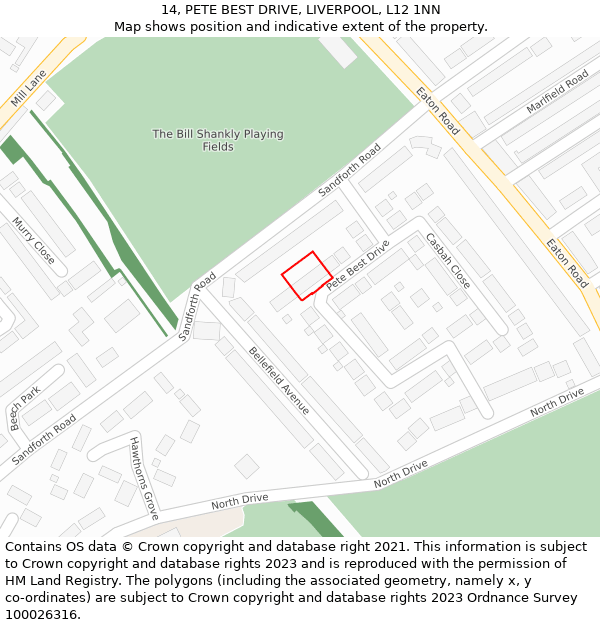14, PETE BEST DRIVE, LIVERPOOL, L12 1NN: Location map and indicative extent of plot