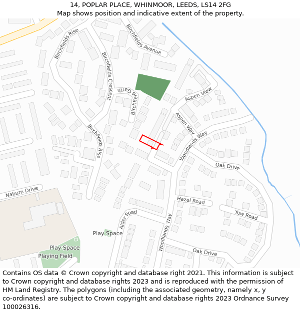 14, POPLAR PLACE, WHINMOOR, LEEDS, LS14 2FG: Location map and indicative extent of plot