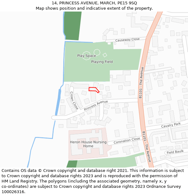 14, PRINCESS AVENUE, MARCH, PE15 9SQ: Location map and indicative extent of plot