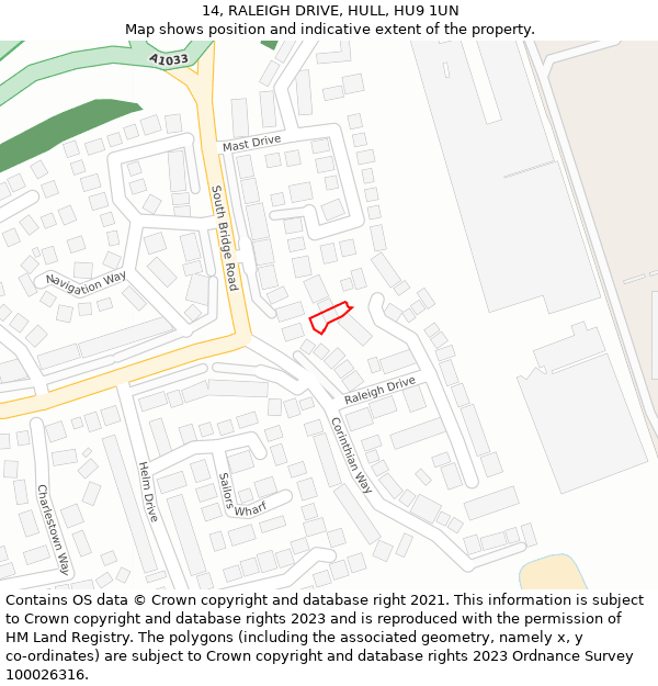 14, RALEIGH DRIVE, HULL, HU9 1UN: Location map and indicative extent of plot