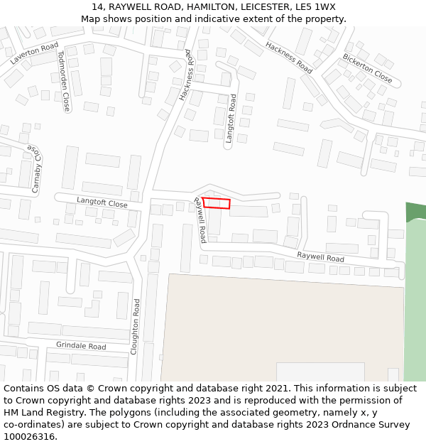 14, RAYWELL ROAD, HAMILTON, LEICESTER, LE5 1WX: Location map and indicative extent of plot