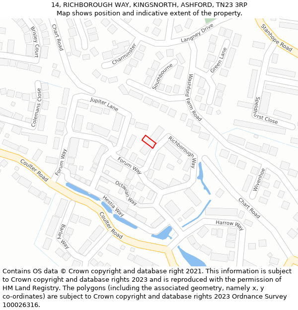 14, RICHBOROUGH WAY, KINGSNORTH, ASHFORD, TN23 3RP: Location map and indicative extent of plot